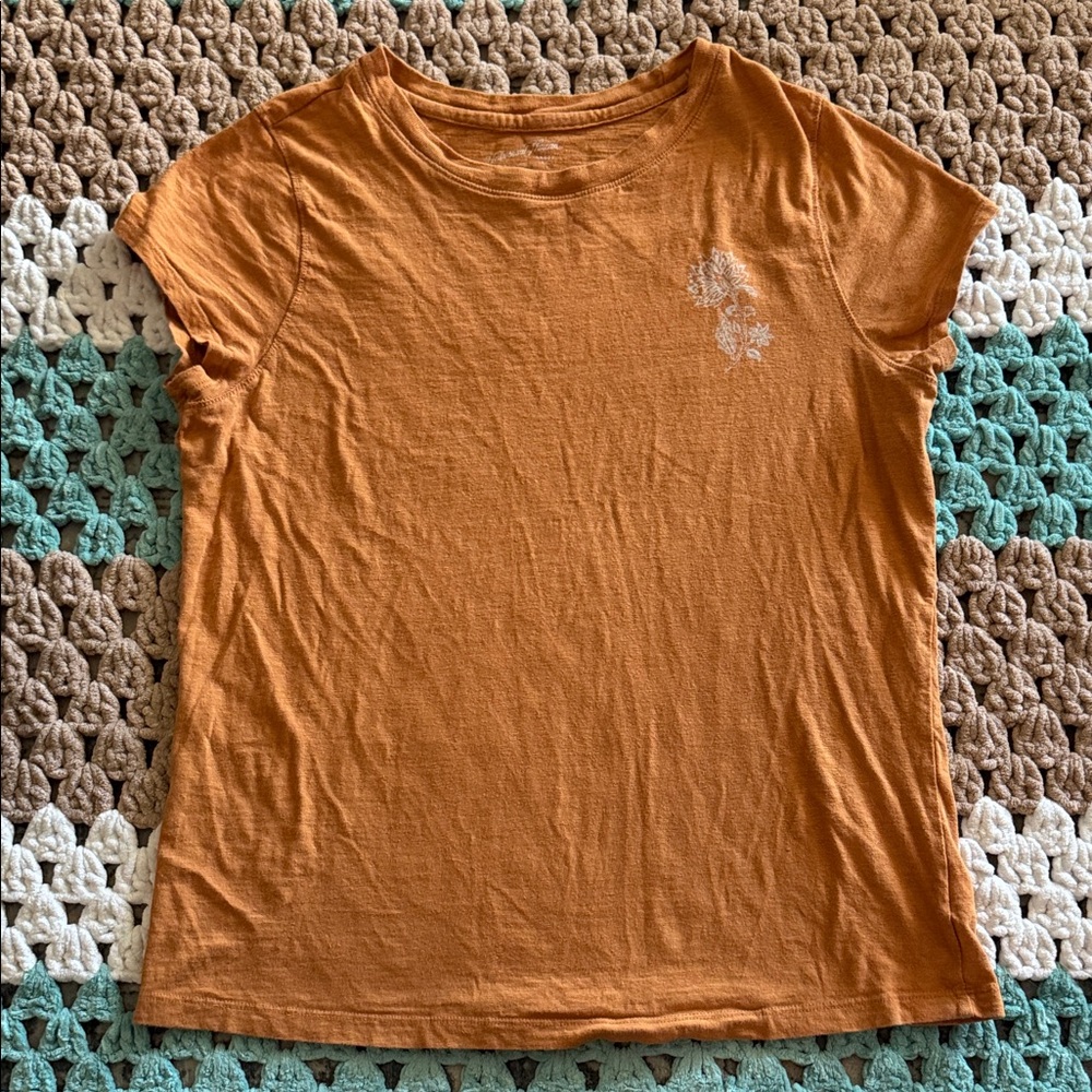 Universal Thread Burnt Orange Floral Graphic Tee Short Top Womans sz Medium - Picture 2 of 6